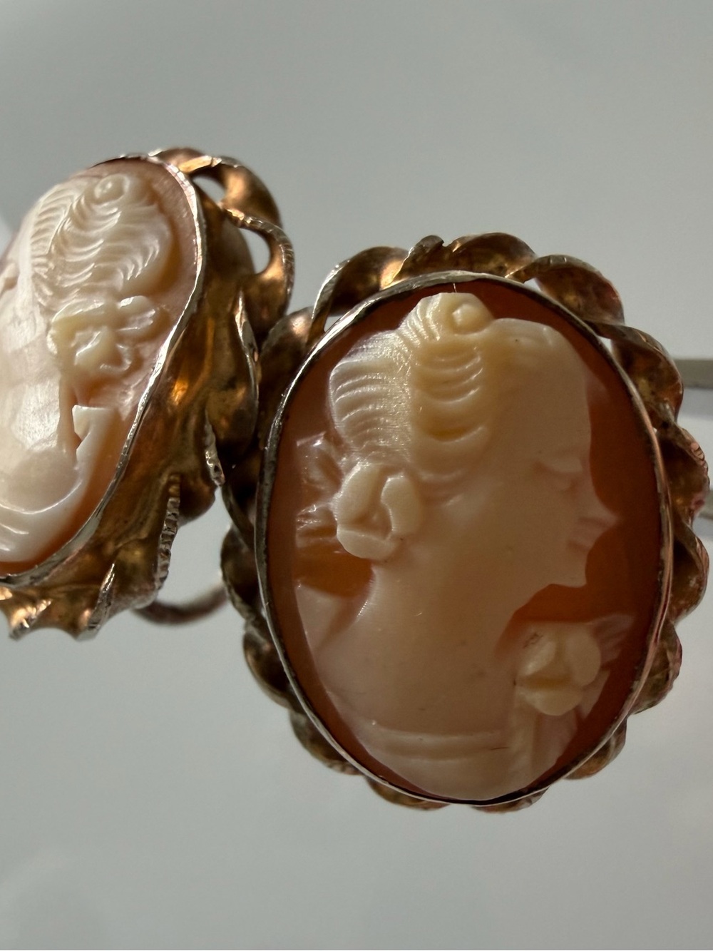 Vintage Shell Cameo Earrings - Picture 10 of 16